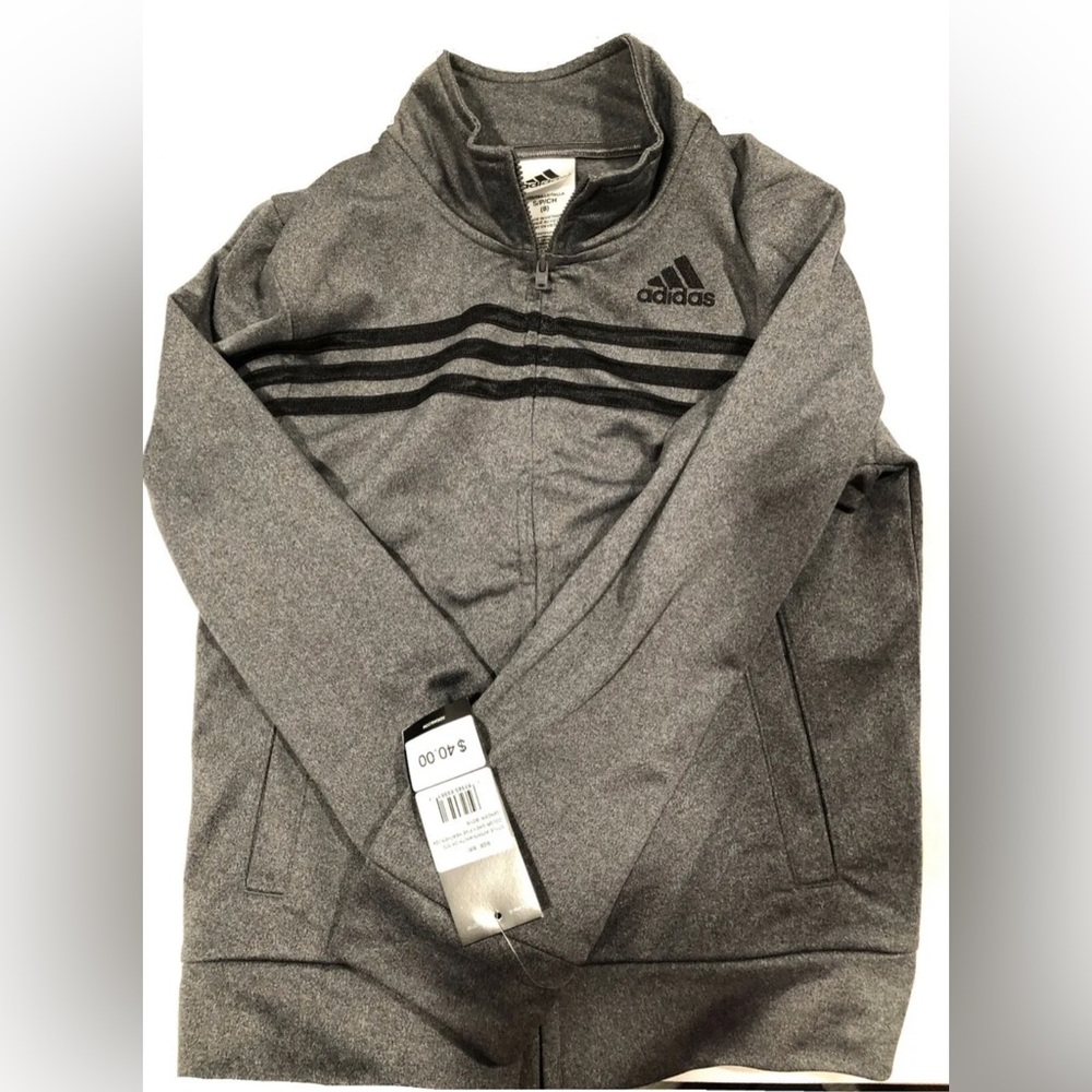 New with tag! Boys Adidas Grey Track Jacket Kids Size Small S (8)